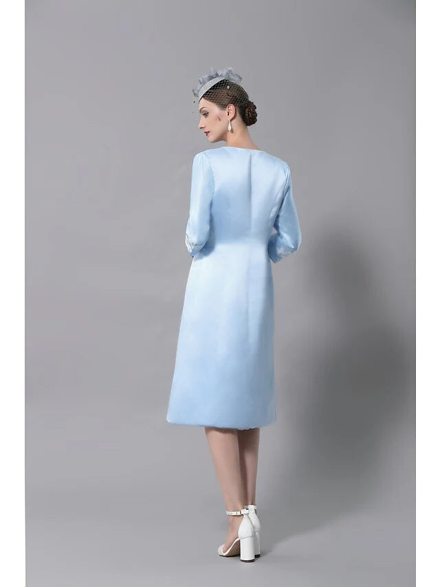 Wholesale Mother of the Bride Dress Plus Size Vintage V Neck Knee Length Polyester Sleeveless with Lace